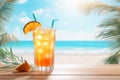 Refreshing Beach cocktail mockup. Generate Ai Royalty Free Stock Photo