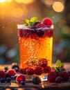 Refreshing Berry Spritzer at Sunset Royalty Free Stock Photo