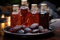 Refreshing beverage in a glass bottle paired with two dates, ramadan and eid wallpaper