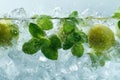 Refreshing Lime and Mint in Ice Water Royalty Free Stock Photo