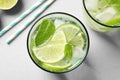 Refreshing beverage with mint and lime in glasses Royalty Free Stock Photo