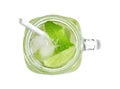 Refreshing beverage with mint and lime in mason jar Royalty Free Stock Photo