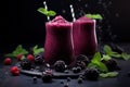 Refreshing Blackberry smoothies. Generate Ai