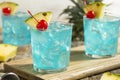 Refreshing Blue Hawaii Cocktail Punch Royalty Free Stock Photo