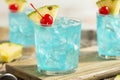 Refreshing Blue Hawaii Cocktail Punch Royalty Free Stock Photo