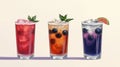 Refreshing Blueberry Mint Iced Drinks Royalty Free Stock Photo