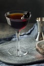Refreshing Boozy Black Manhattan Cocktail Royalty Free Stock Photo