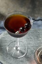 Refreshing Boozy Black Manhattan Cocktail Royalty Free Stock Photo