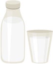 Refreshing Bottle and Glass of White Milk Royalty Free Stock Photo