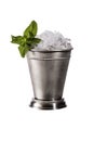 Refreshing Bourbon Mint Julep Cocktail on White