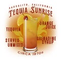 Tequila Sunrise Cocktail New Orleans French Quarter Bourbon Street Louisiana Royalty Free Stock Photo