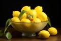 Refreshing Bowl fresh lemons. Generate Ai