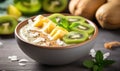 Refreshing Bowl of Yogurt With Kiwi Slices