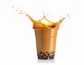 Refreshing bubble tea splash in a clear plastic cup Royalty Free Stock Photo