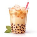 Refreshing bubble tea with tapioca pearls and ice Royalty Free Stock Photo