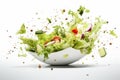 Refreshing Caesar salad falling. Generate Ai