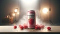A refreshing can of raspberry juice Royalty Free Stock Photo