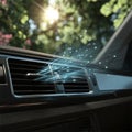Refreshing car interior with air conditioning vent blowing cool air for a nice drive. Royalty Free Stock Photo