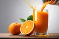 Refreshing Citrus Beverage in Glass with Splashing orange juice