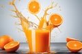 Refreshing Citrus Beverage in Glass with Splashing orange juice