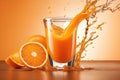 Refreshing Citrus Beverage in Glass with Splashing orange juice