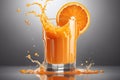 Refreshing Citrus Beverage in Glass with Splashing orange juice