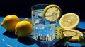 Refreshing Citrus Cocktail in Blue Crystal Glass generated by AI tool