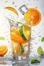 Refreshing Citrus Cocktail with Ice Cube Splash Royalty Free Stock Photo