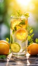 Refreshing Citrus Infused Water in Sunlight, AI Generated