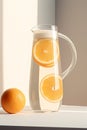 Refreshing Citrus Infusion: Water Jug with Oranges. Royalty Free Stock Photo
