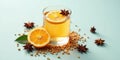 Refreshing citrus and spice beverage with aromatic star anise and seeds. Generative AI Royalty Free Stock Photo