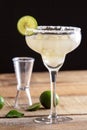 Refreshing classic margarita with lime and salt