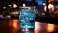 Refreshing cocktail on bar table, ice melting, night illuminated generated by AI Royalty Free Stock Photo