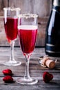 Refreshing cocktail with champagne and cranberry for Valentine`s day Royalty Free Stock Photo