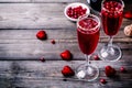 Refreshing cocktail with champagne and cranberry for Valentine`s day Royalty Free Stock Photo