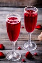 Refreshing cocktail with champagne and cranberry for Valentine`s day Royalty Free Stock Photo