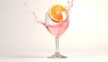 Refreshing cocktail with citrus fruit, ice, and splashing liquid generated by AI Royalty Free Stock Photo