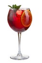 Refreshing cocktail with ice fruit juice and cranberries on a white background Royalty Free Stock Photo