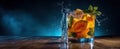 The refreshing cocktail splash with mint and orange garnishments..AI generated image Royalty Free Stock Photo
