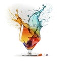 Refreshing Cocktail Splash on White Background for Invitations and Posters. Royalty Free Stock Photo