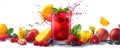 The refreshing cocktail with vibrant fruits and a delightful splash.AI generated image Royalty Free Stock Photo
