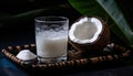 Refreshing coconut cocktail, perfect for summer relaxation generated by AI