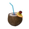 Refreshing Coconut Delight, Coconut Drink, beach drink, coconut with a straw