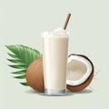 Refreshing Coconut Drink on Minimalistic Animated Background AI Generated