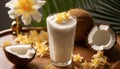 Refreshing coconut drink, a taste of tropical paradise generated by AI