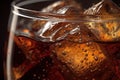 Refreshing Cola Delight A Close-Up View of a Sparkling Cola Drink with Glistening Ice Cubes. created with Generative AI Royalty Free Stock Photo