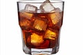 Refreshing cola glass with ice cubes and copy space isolated on a clear white background Royalty Free Stock Photo