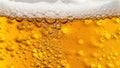 Refreshing cold beer bubbles macro shot detailed liquid texture amber beverage close up Royalty Free Stock Photo