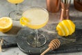 Refreshing Cold Lemon Bees Knees Cocktail Royalty Free Stock Photo