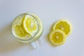 Refreshing cold lemon Cocktail  on white background. Royalty Free Stock Photo